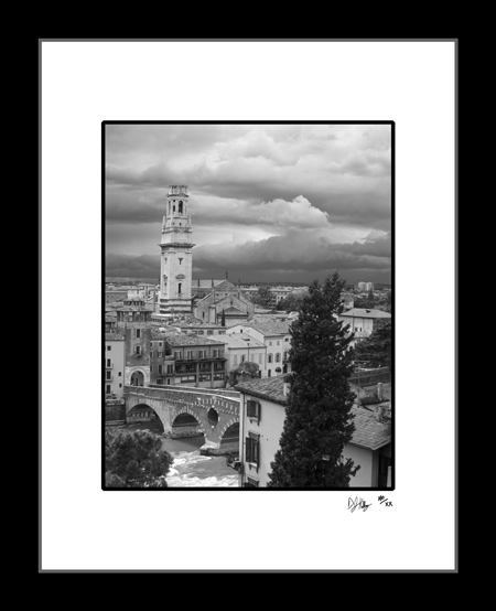Storm Over Verona - Italy in Black and White (BWVeronaOverBW001) - Damian Kolbay Photography