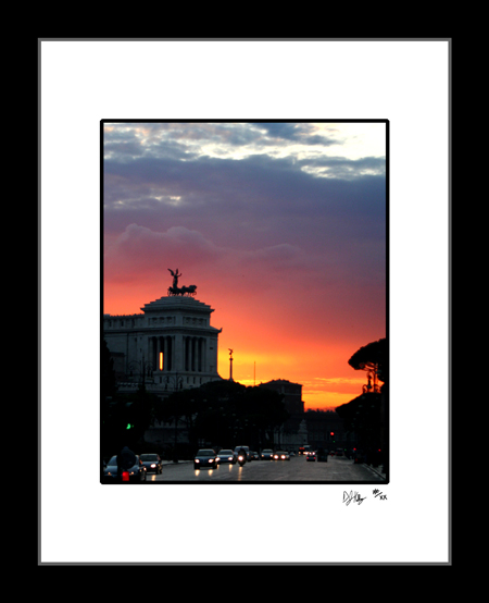 Sunset Via dei Fori Imperiali - Rome, Italy (RomeVicEmanSunset002) - Damian Kolbay Photography