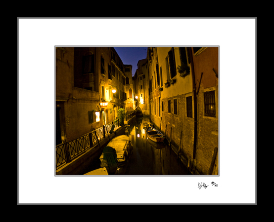 Skinny Canal at Night - Venice, Italy (7273_NightSkinnyCanal) - Damian Kolbay Photography